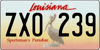 LA license plate ZXO239