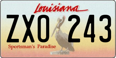 LA license plate ZXO243