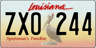 LA license plate ZXO244
