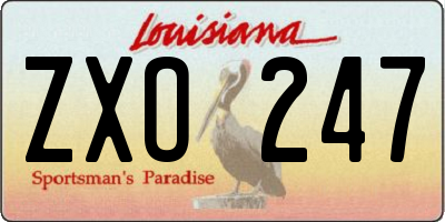 LA license plate ZXO247