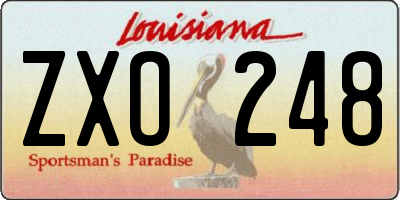 LA license plate ZXO248