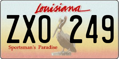 LA license plate ZXO249
