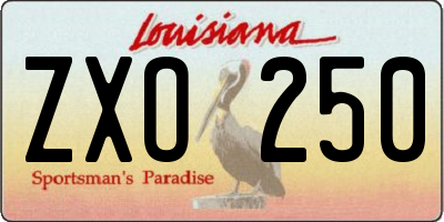 LA license plate ZXO250