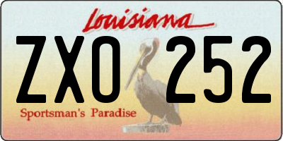 LA license plate ZXO252