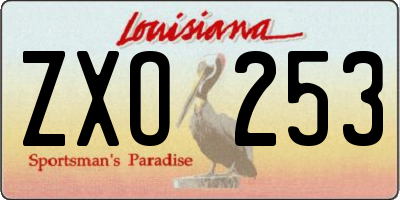 LA license plate ZXO253