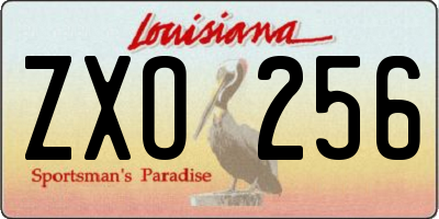 LA license plate ZXO256