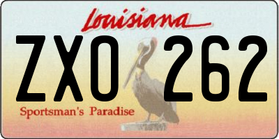 LA license plate ZXO262