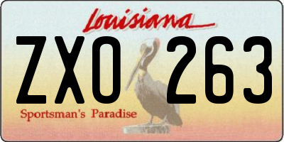 LA license plate ZXO263