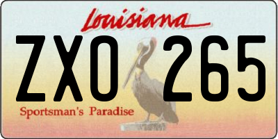 LA license plate ZXO265