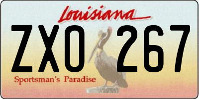 LA license plate ZXO267