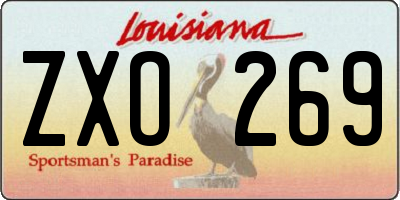LA license plate ZXO269