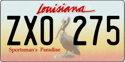 LA license plate ZXO275