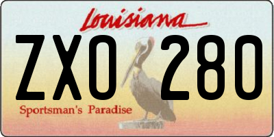 LA license plate ZXO280