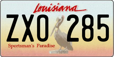 LA license plate ZXO285