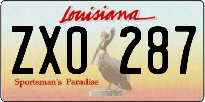 LA license plate ZXO287