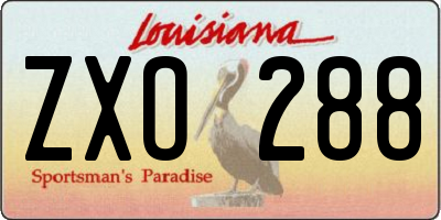 LA license plate ZXO288