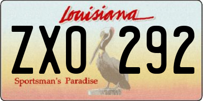 LA license plate ZXO292