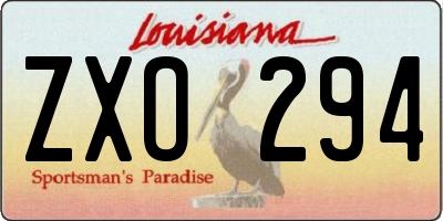 LA license plate ZXO294