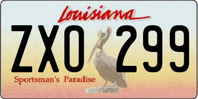 LA license plate ZXO299