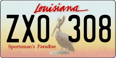 LA license plate ZXO308