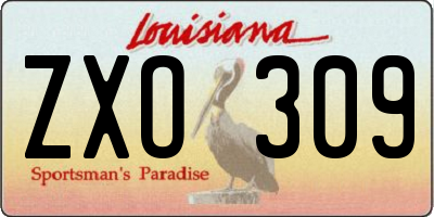 LA license plate ZXO309