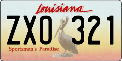 LA license plate ZXO321