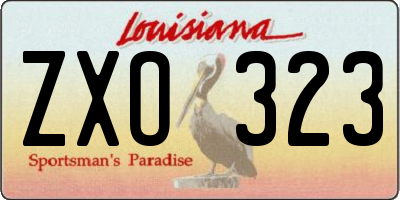 LA license plate ZXO323