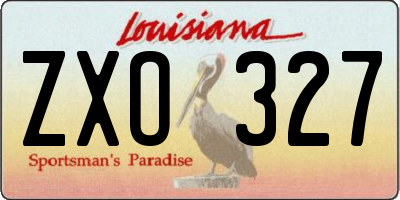LA license plate ZXO327