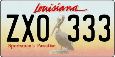 LA license plate ZXO333