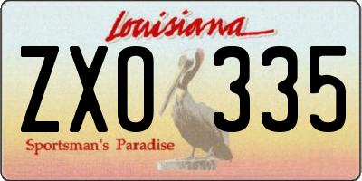 LA license plate ZXO335