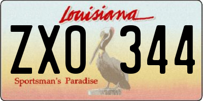 LA license plate ZXO344