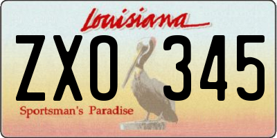 LA license plate ZXO345