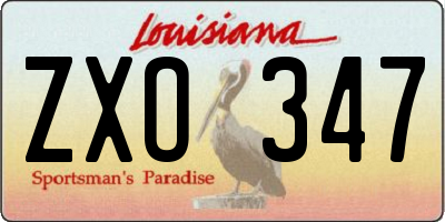 LA license plate ZXO347