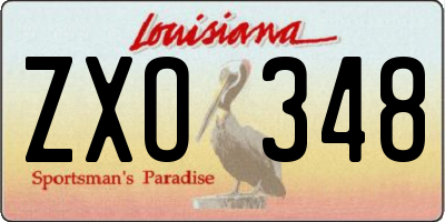 LA license plate ZXO348