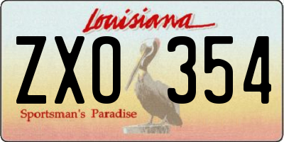 LA license plate ZXO354