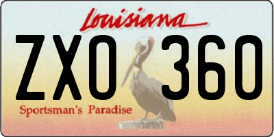 LA license plate ZXO360