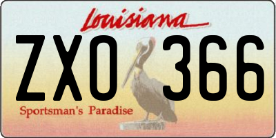 LA license plate ZXO366