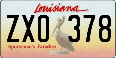LA license plate ZXO378