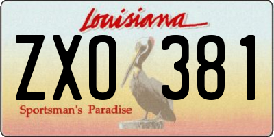 LA license plate ZXO381