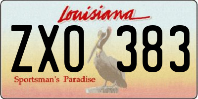 LA license plate ZXO383