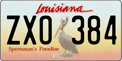 LA license plate ZXO384