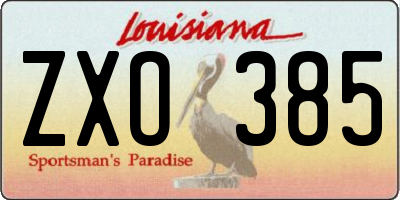 LA license plate ZXO385