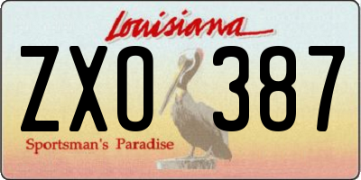 LA license plate ZXO387