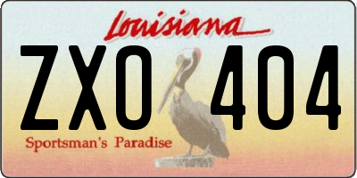 LA license plate ZXO404