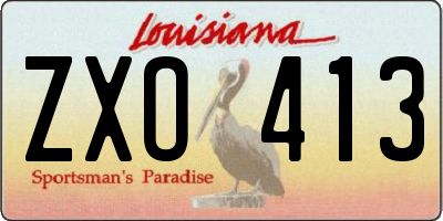 LA license plate ZXO413