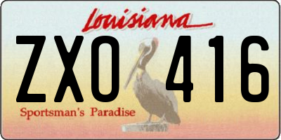 LA license plate ZXO416