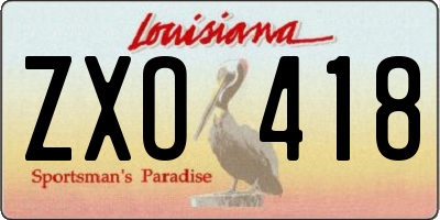 LA license plate ZXO418