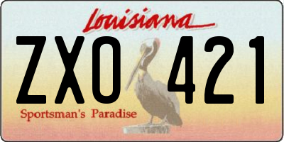 LA license plate ZXO421