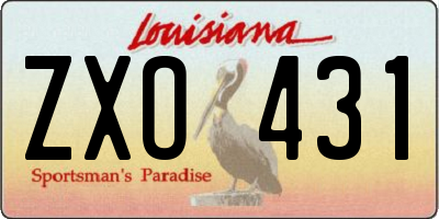 LA license plate ZXO431