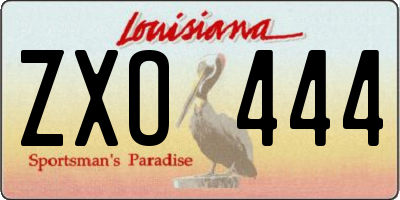 LA license plate ZXO444